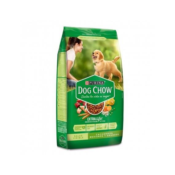 Dog chow cachorros medianos y grandes sin colorantes 22,7k bulto
